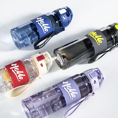 Tritan Sport Gimnasio, botella de agua con marcador de tiempo y paja, mantente hidratado todo el día.