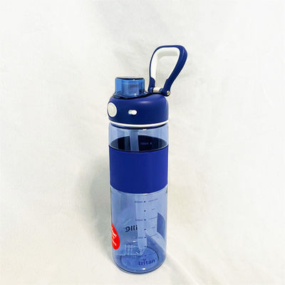 Tritán negro a prueba de fugas BPA jarra de agua deportiva libre con marcador de tiempo botella de agua de plástico de motivación de 680 ml