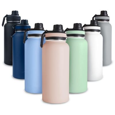 Taza recta 32 oz botellas de agua de vacío de acero inoxidable con logotipo impreso y paja