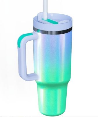 Tumbler de viaje portátil de acero inoxidable de 40 oz con mango para deportes al aire libre