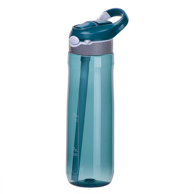 Botella de agua para viajes deportivos al aire libre de 750 ml con marcador de tiempo y silicona para alimentos Tritan