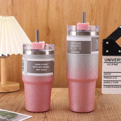 20OZ 30OZ Botella de agua de acero inoxidable Diseño personalizado Colorido Sport Straw Flask Thermos