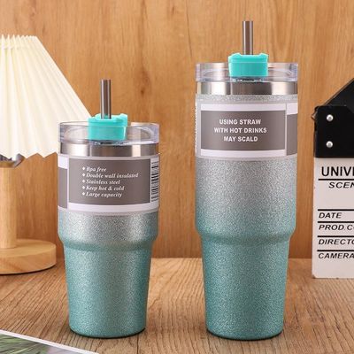 20OZ 30OZ Botella de agua de acero inoxidable Diseño personalizado Colorido Sport Straw Flask Thermos
