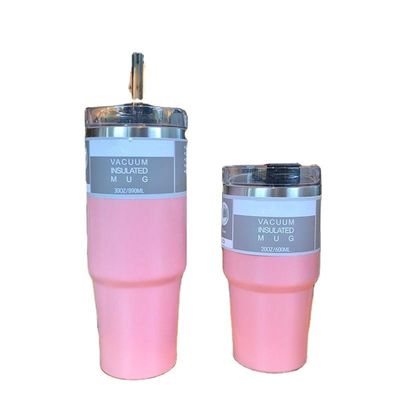 Diseño personalizado 20OZ 30OZ Botella de agua de acero inoxidable Colorido aislamiento al vacío de paja