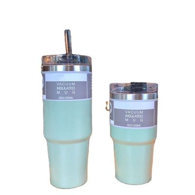Botellas de termo portátiles con pajitas personalizadas 20 oz / 30 oz de acero inoxidable