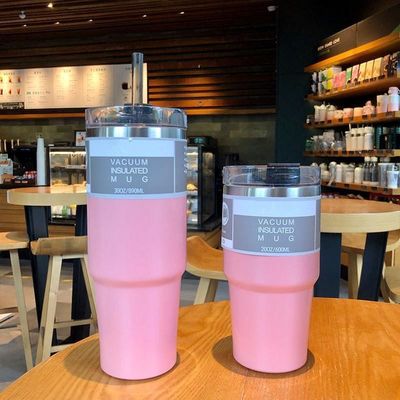 Botellas de termo portátiles con pajitas personalizadas 20 oz / 30 oz de acero inoxidable