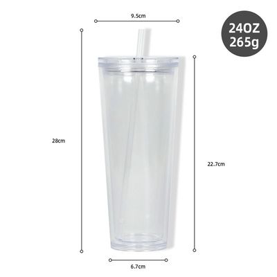 24 oz de acrílico de doble pared tumbler frío de color personalizado copa de plástico PP para los suministros de la fiesta