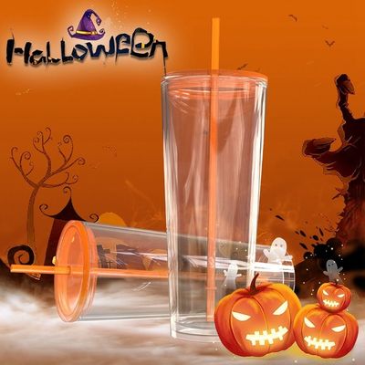 710ml Botella de agua clara 24 oz Tumblers de plástico con tapa y paja para la ocasión de la fiesta