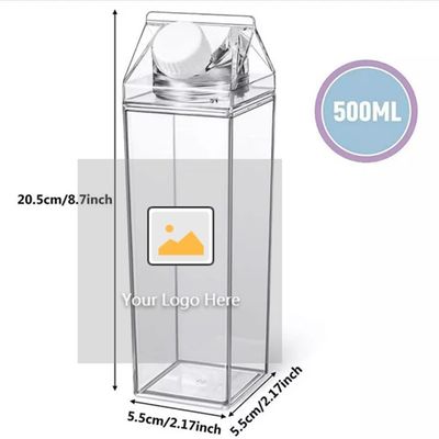 Contemporáneo de 17 oz 500 ml de calidad alimentaria de plástico exterior clara de leche cuadrada de cartón botella de agua