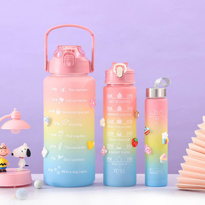 Logotipo personalizado aceptable Empleado 3 en 1 botella de agua motivacional para actividades al aire libre
