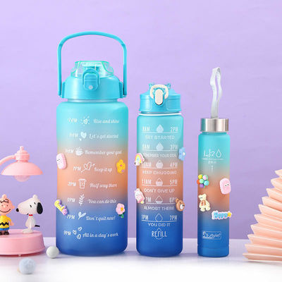 Logotipo personalizado aceptable Empleado 3 en 1 botella de agua motivacional para actividades al aire libre