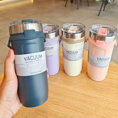 Logotipo personalizado aceptable copa de viaje al aire libre de acero inoxidable con cuerda de silicona