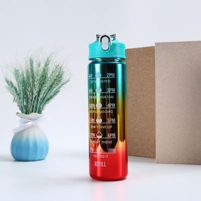 Botella de agua unisex motivacional con paja 64 oz Marcador de tiempo BPA botella de bebida gratis