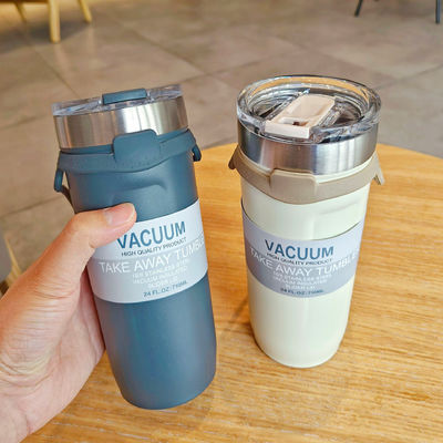 550ml/710ml Taza de viaje al aire libre de acero inoxidable con cuerda de silicona