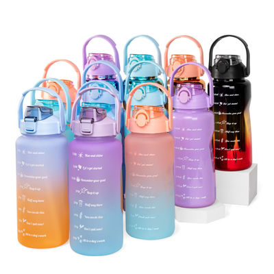 3pcs Conjunto de botellas de agua de plástico motivacional con marcador de tiempo alcanzar sus objetivos de fitness