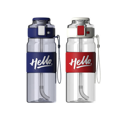Botellas de agua de tipo de paja de consumo directo personalizado botellas de plástico vacías ecológicas con mango