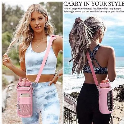 Estilo Country Botella de agua de medio galón con bolsillo de teléfono y correa personalizada