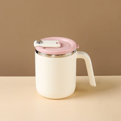 500ml Taza de café de acero inoxidable boca ancha diseño personalizado portátil con mango y tapa