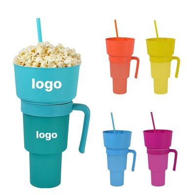 Logotipo personalizado acepta taza de plástico de bocadillos con mango ecológico y duradero