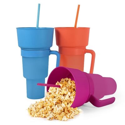 Logotipo personalizado acepta taza de plástico de bocadillos con mango ecológico y duradero