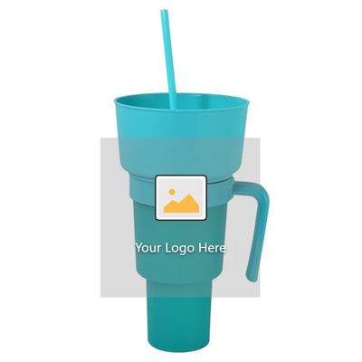Logotipo personalizado acepta taza de plástico de bocadillos con mango ecológico y duradero
