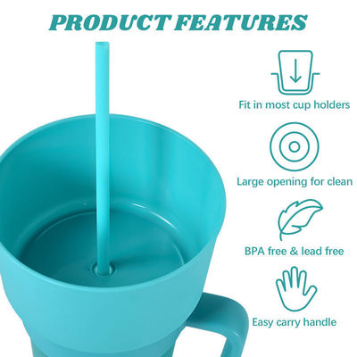 Logotipo personalizado acepta taza de plástico de bocadillos con mango ecológico y duradero