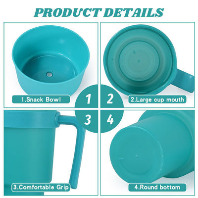 Logotipo personalizado acepta taza de plástico de bocadillos con mango ecológico y duradero