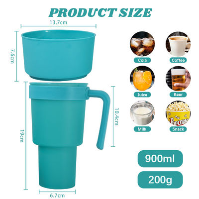 Tazas de café de color personalizadas 2 en 1 Tazas de bebidas de cine con bandeja de bocadillos y paja