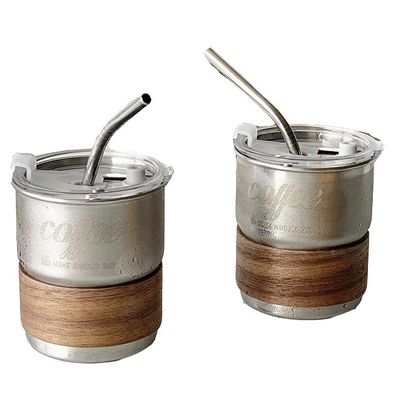 Taza de café de manga de madera de pared única Taza de agua de fiesta de viaje con tapa Color de logotipo personalizado