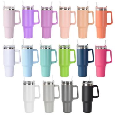 Taza deportiva de acero inoxidable de gran capacidad Tazas coloridas de 40 oz con pajitas y agarre