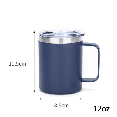 Sostenible 12 oz de metal 304 de acero inoxidable Taza de café de viaje caliente con mango para la fiesta