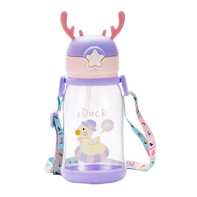 Capacitación grande de niños de paja copa de agua dibujo animado verano 600ml con color personalizado
