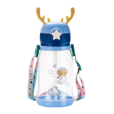 Capacitación grande de niños de paja copa de agua dibujo animado verano 600ml con color personalizado