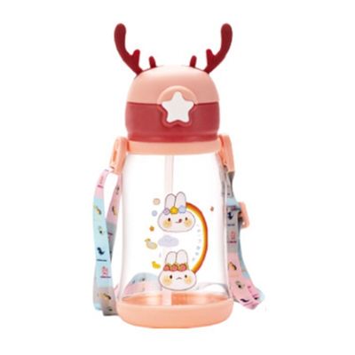 Capacitación grande de niños de paja copa de agua dibujo animado verano 600ml con color personalizado