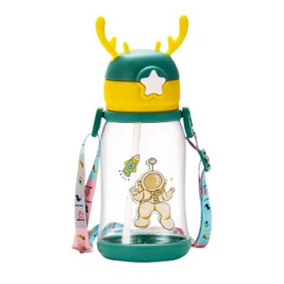 Capacitación grande de niños de paja copa de agua dibujo animado verano 600ml con color personalizado