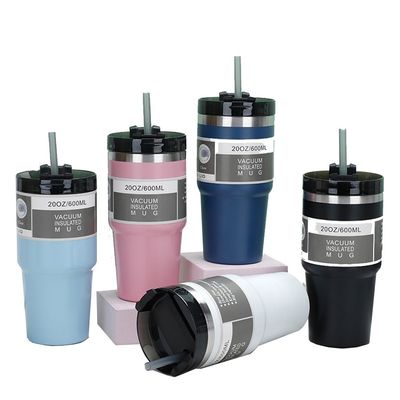 20 oz/30 oz Taza de acero inoxidable de moda viajes portátiles botella de agua deportiva con paja directa