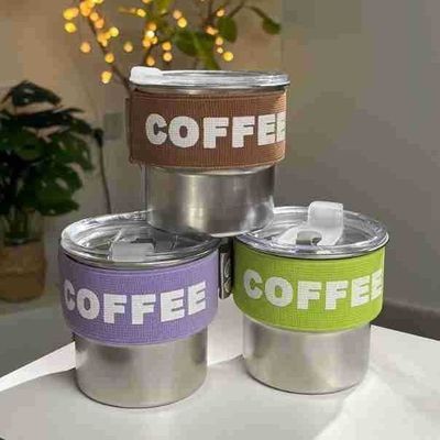 Tazas de café de color personalizado 400 ml de acero inoxidable 304 Mini botella de termo con cuerda