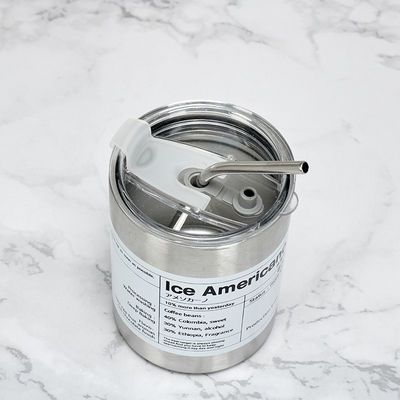 Acero inoxidable 320ml/600ml de doble pared delgada recta aislada tazas de café con tapa y paja