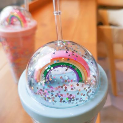 Performance de aislamiento térmico 550ml cristalino sin BPA Glitter helado de viaje tumbler