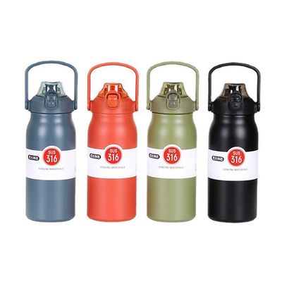 Botella de agua portátil con tapa de rebote para actividades al aire libre hecha de acero inoxidable 304