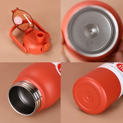 Botella de agua portátil con tapa de rebote para actividades al aire libre hecha de acero inoxidable 304
