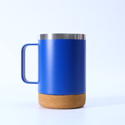 Elegante taza de café de oficina de acero inoxidable 12 oz/16 oz con fondo de corcho y agarre de mano