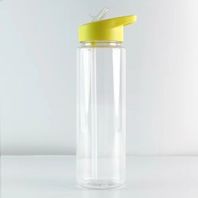Actividad al aire libre esencial 750ml AS/SK Material Botella de agua de plástico con paja de vuelta