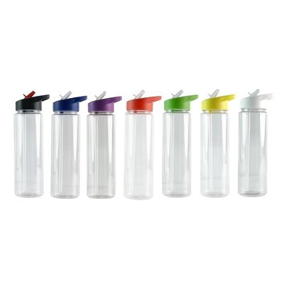 Botella de agua potable de plástico transparente de 750 ml para agua hirviendo