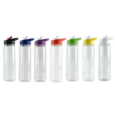 Botella de agua de viajes de plástico transparente de 750 ml para agua hirviendo