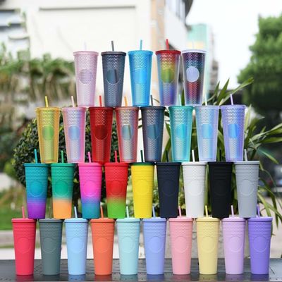 Estilo de diseño de campo 24 oz Diamante estampado tumbler de doble pared botella de agua radiante