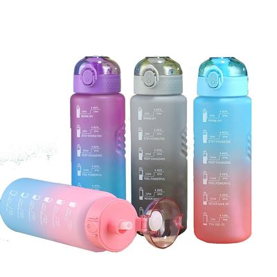 32 oz 1L Medio Galón Gimnasio Deportes Fitness Botella de agua motivacional con color personalizado y color gradiente