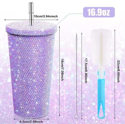 500ml/750ml Tumbler Color personalizado doble aislado de acero inoxidable botella de viaje al aire libre con pajitas