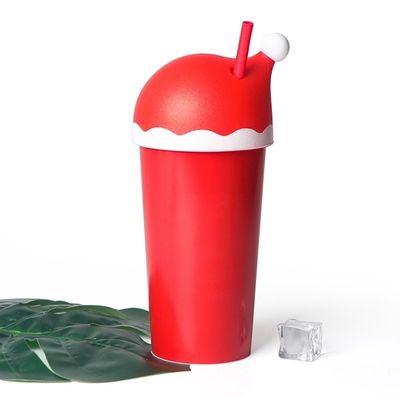 Logotipo personalizado 600ml Reutilizables de plástico para niños copa de Navidad personalizado Santa Hat Tumbler