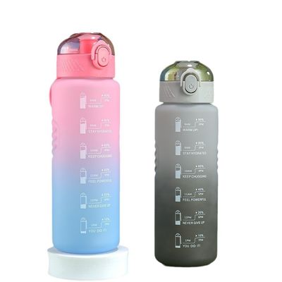 32 oz 1000 ml Botella de agua deportiva motivacional con flujo Flip Top tapa a prueba de fugas portátil
